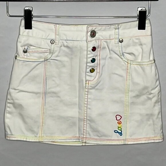 Lisa Frank Vintage Embroidered White Denim Skort/Skirt - Size 7 - Picture 2 of 14